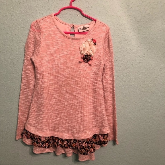 Rare Editions Girls Sweater, Pink Ruffled - Picture 1 of 7